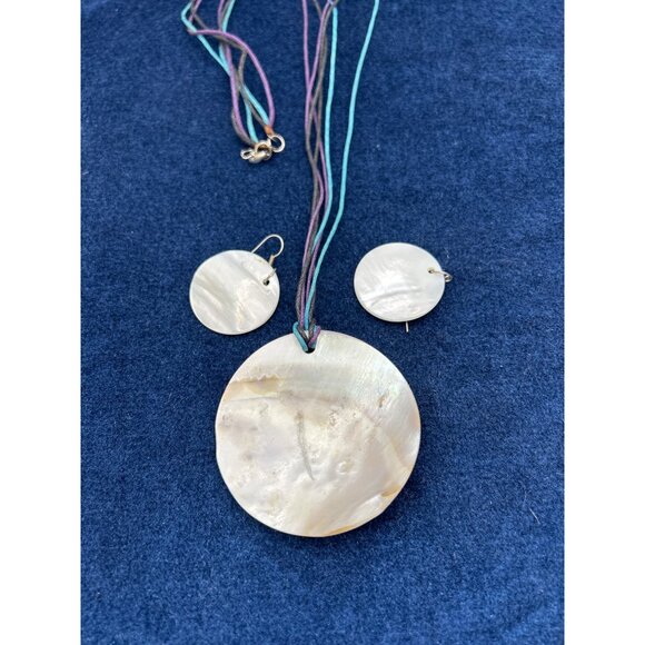 Vintage Hand-Painted Shell Necklace & Earrings happy cat Romero Britton - Picture 4 of 8